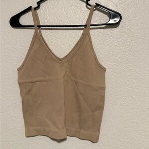 Tan Ribbed Women's Tank Top